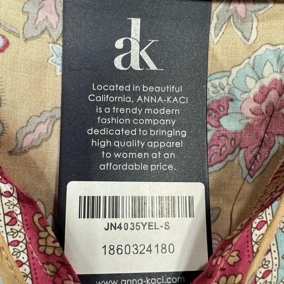 Anna-Kaci Long Sleeve‎ Tassel Tie Boho Floral Viscose Dress Womens Small NWT - Picture 4 of 7